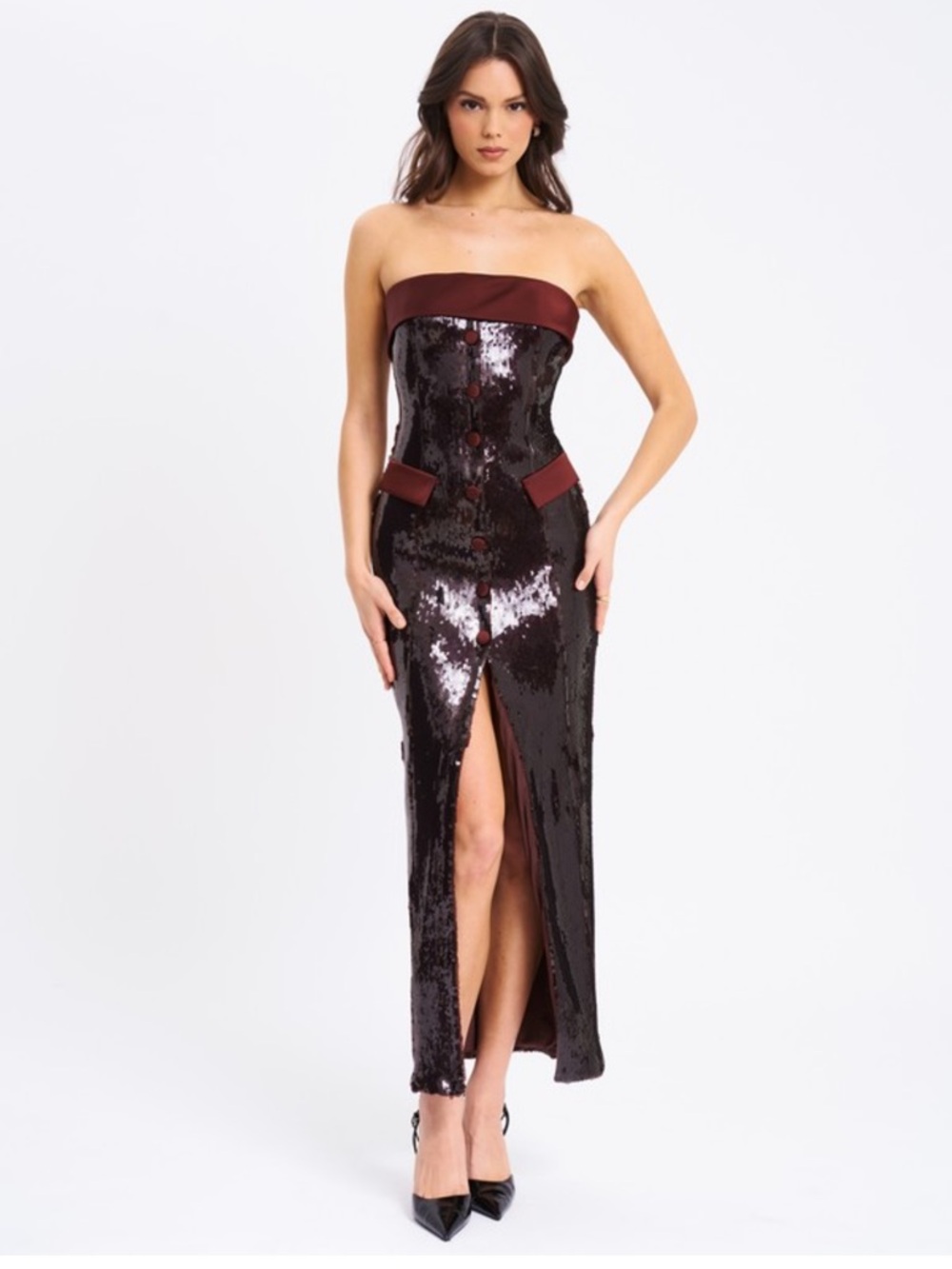 TODAY ONLY MISS CIRCLE QADIRA BURGUNDY BROWN SEQUIN DRESS!!!!